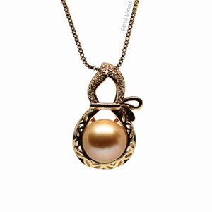 Deep Golden Edison Pearl Gourd Pendant 925 Silver